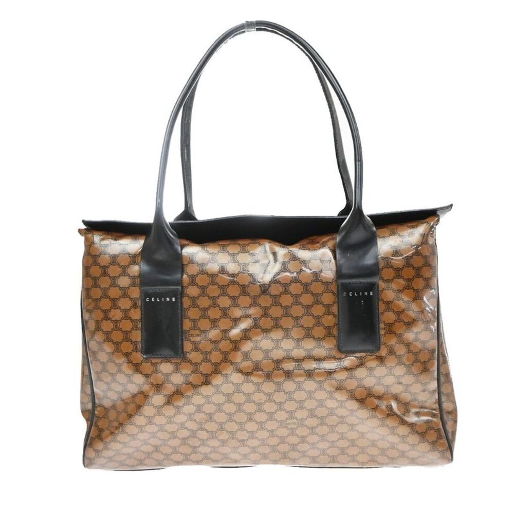 Celine Fold Over Tote Vinyl Brown Plastic Tote Bag Bag
